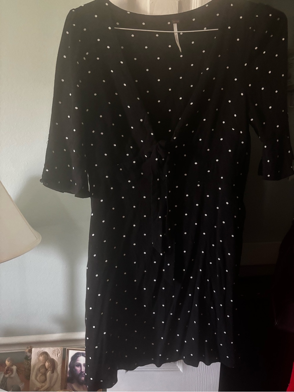 Free People Black Polka Dot Tie-Front Women’s Dress